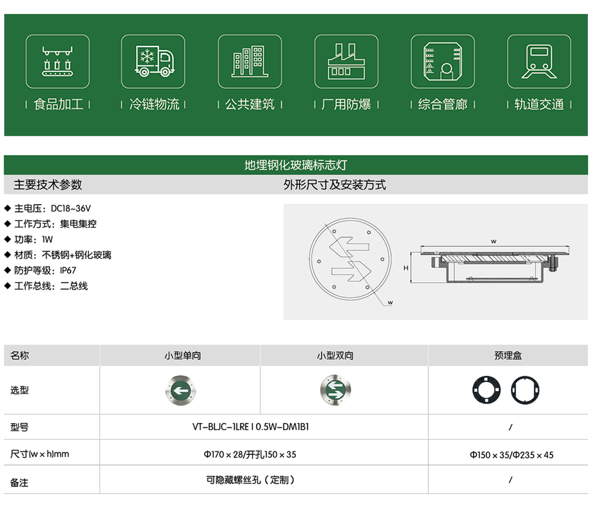 地埋钢化玻璃标志灯